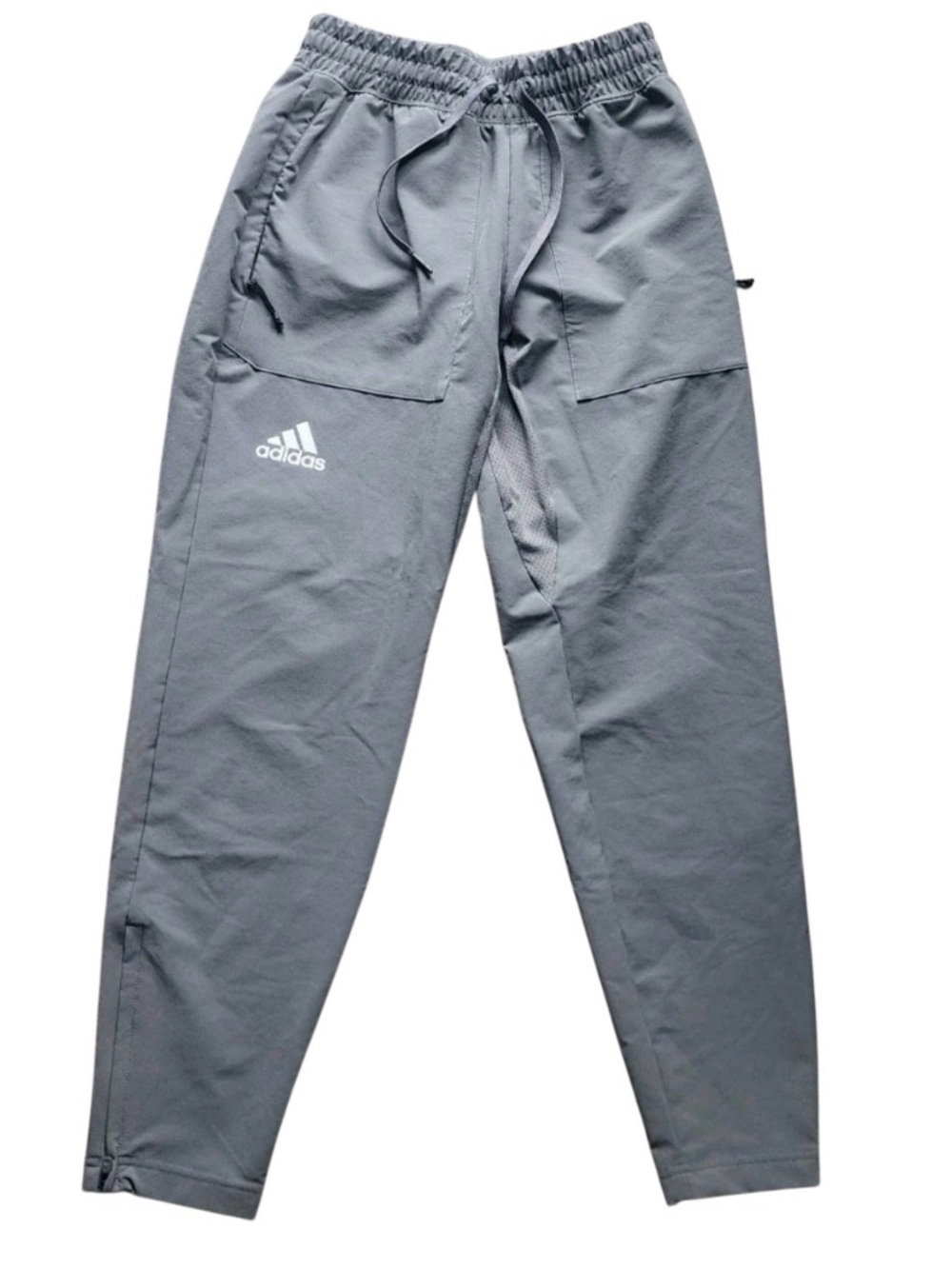 adidas woven pants Men’s Large Light Gray Athletic with pockets and Dawnstring
